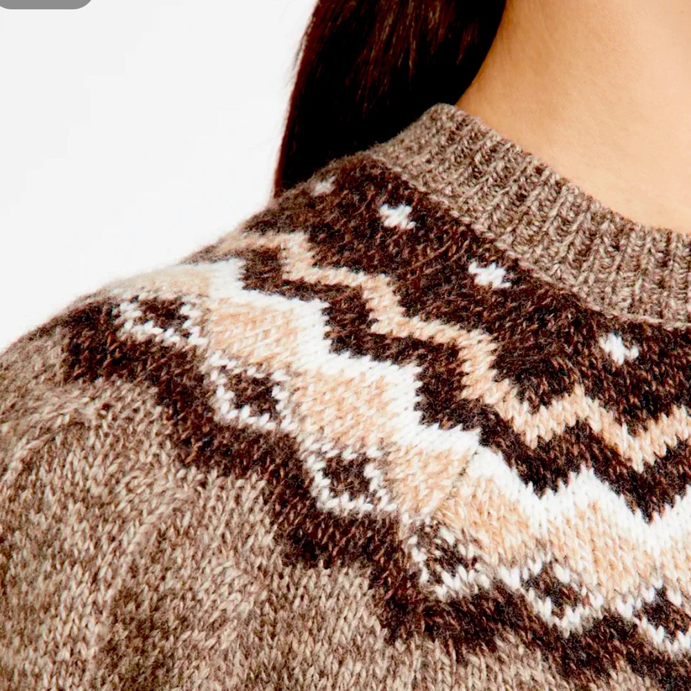 Frame Denim Brown and Cream Patterned Turtleneck Sweater